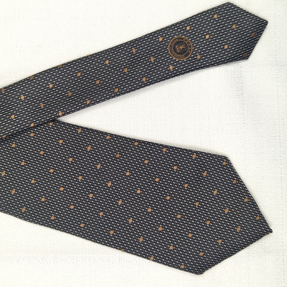 Ermenegildo Zegna Black and Gold Polka Dot Tie